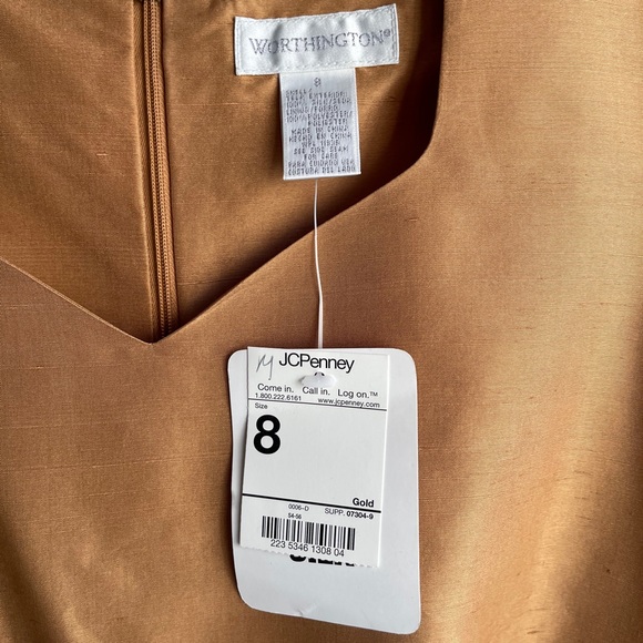 NWT- Gold Silk Dress - Picture 2 of 3